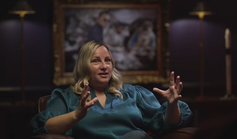 Sarah Adams speaking in an interview about intelligence and security topics