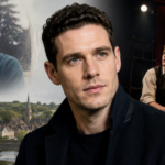 Tom Brittney portrayed in a cinematic collage with scenes representing his childhood, rural English background, and early theater career.