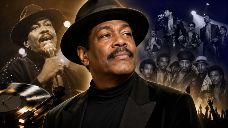 Illustrated tribute portrait of Victor Willis with performance scenes and musical imagery symbolizing his enduring legacy in music.