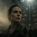 A mysterious underground silo with a concerned woman overlooking a bleak post-apocalyptic landscape, representing the Syndrome in Silo.